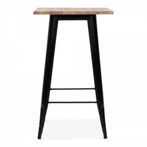 Tolix Style Metal Bar Poseur Table Solid Elm Wood Black for Hire