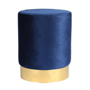 Round Velvet Navy Footstool for Hire