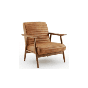 Quinn Tan Faux Leather Wooden Arm Accent Chair for Hire